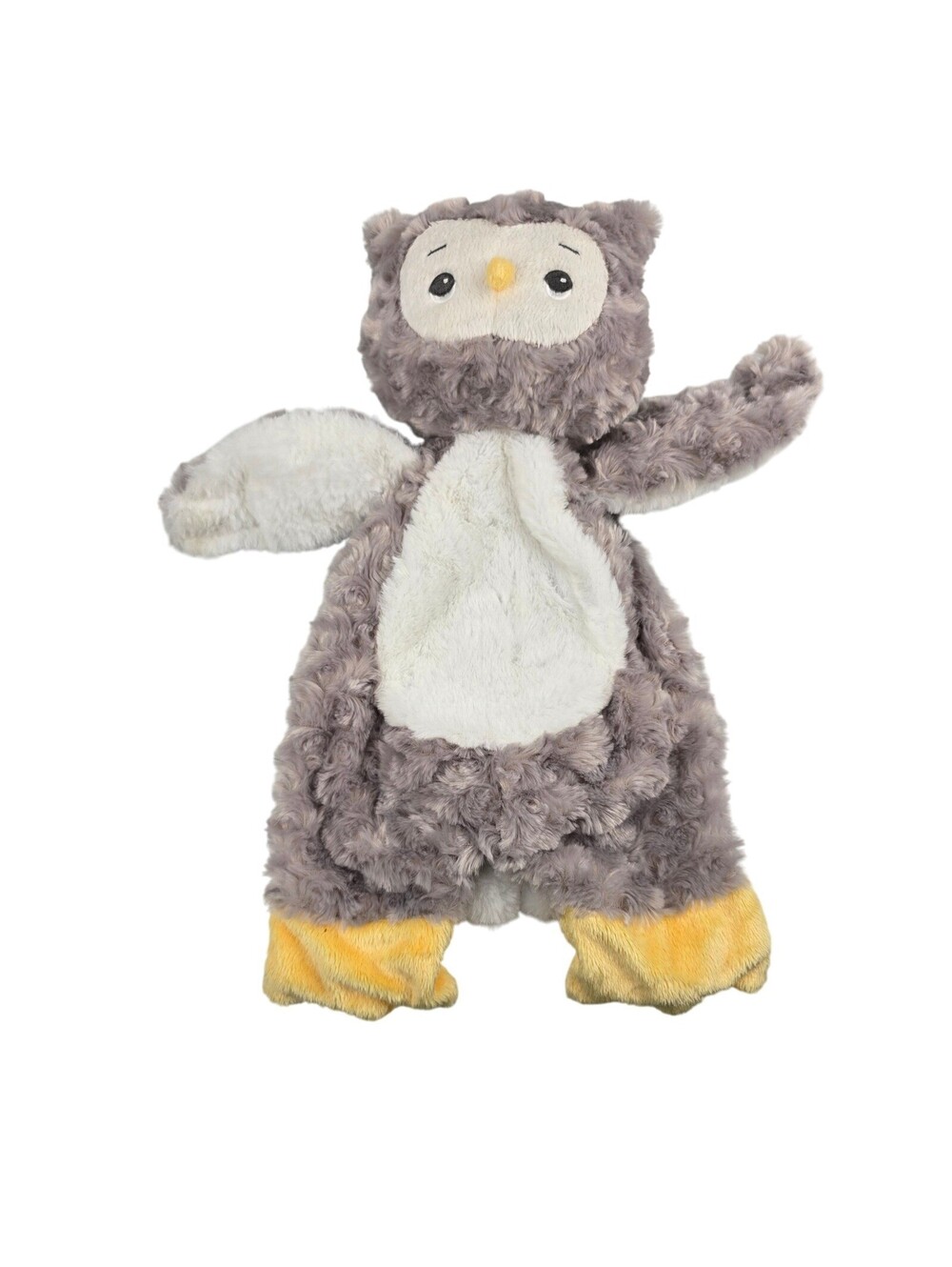 Baby Ganz Gray Owl Lovey Flat A Pat White & Yellow Plush Embroidered Eyes 88453